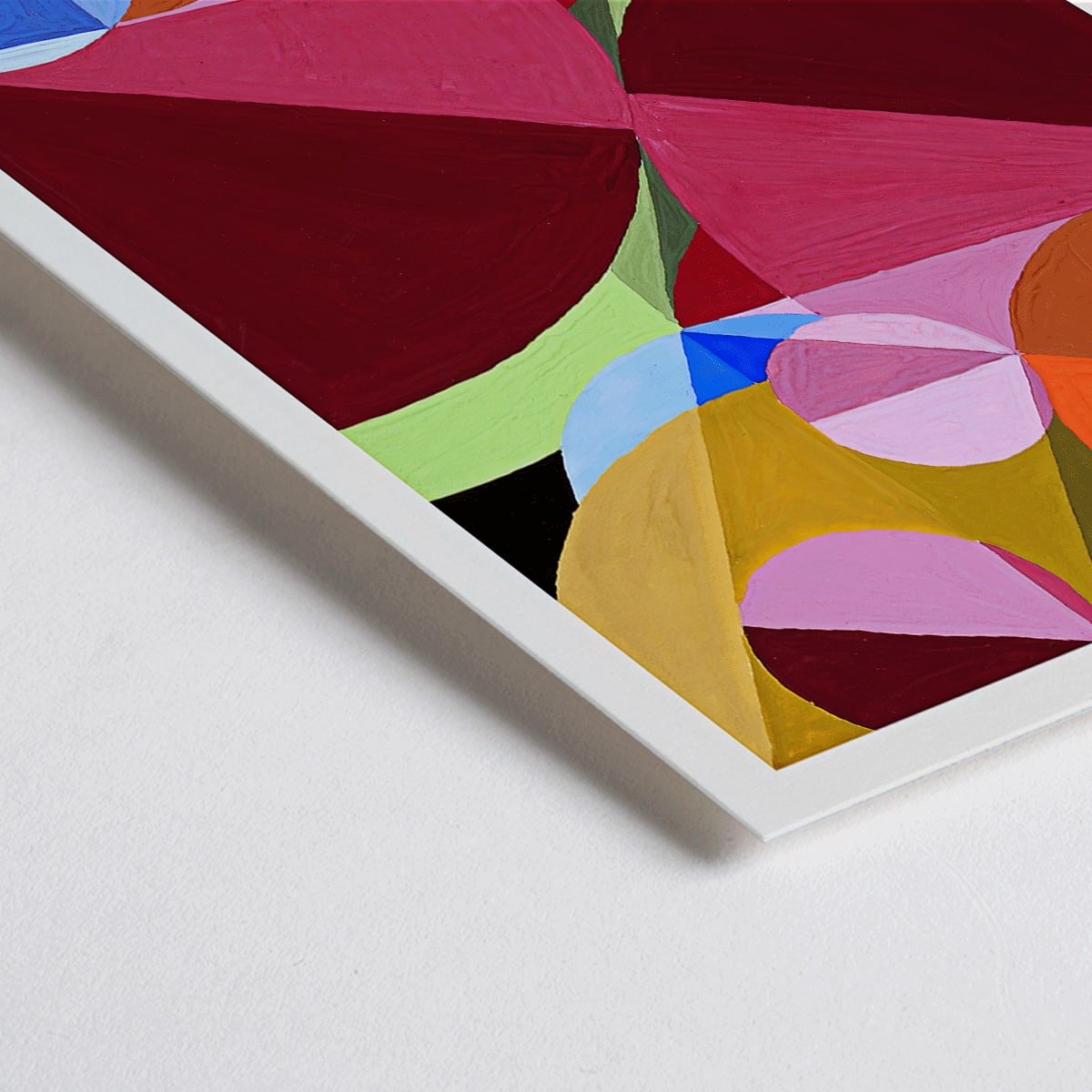 Closeup detail of Poster of abstract geometric shapes in vibrant colors from Area Broken by Perpendiculars by Joseph Schillinger