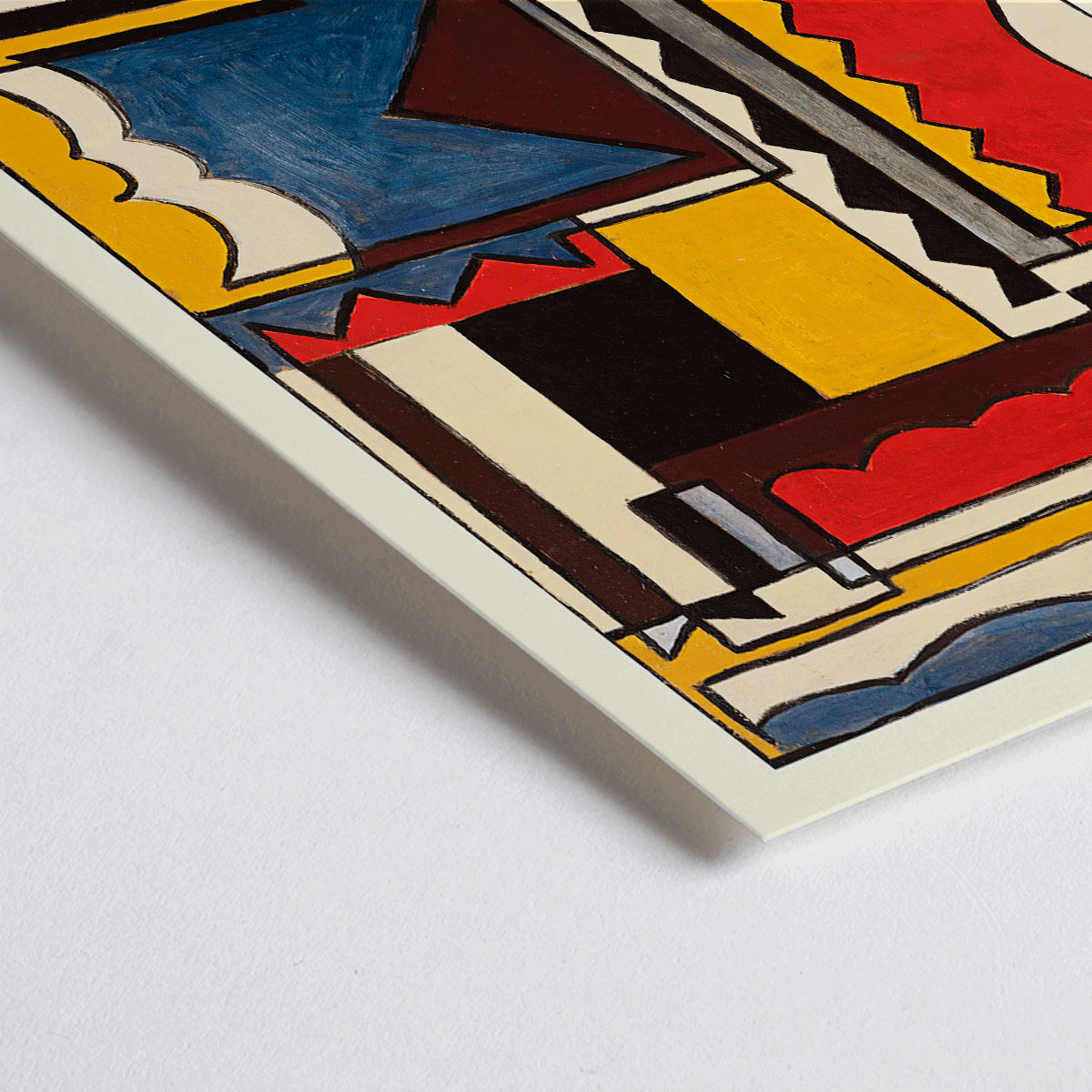 Closeup detail of Abstract geometric painting and poster by Joaquin Torres-Garcia titled Structure with Shapes