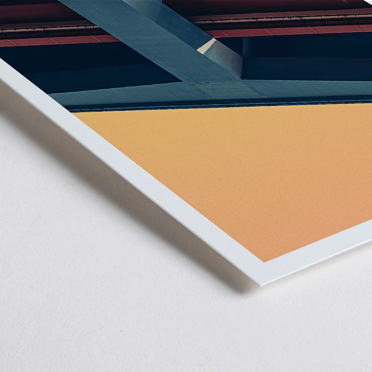 Closeup detail of Abstract poster of 25th of April Bridge Lisbon by Mo Art Gallery with bold geometric design