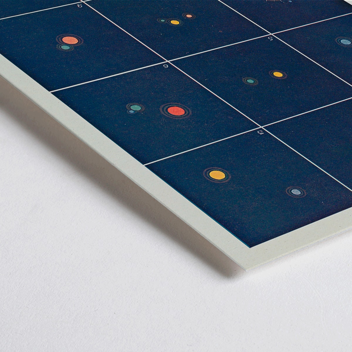 Closeup detail of Colorful multiple stars illustration and diagram by Alphonse Berget from Etoiles multiples colorees Nouvelle astronomie pittoresque poster